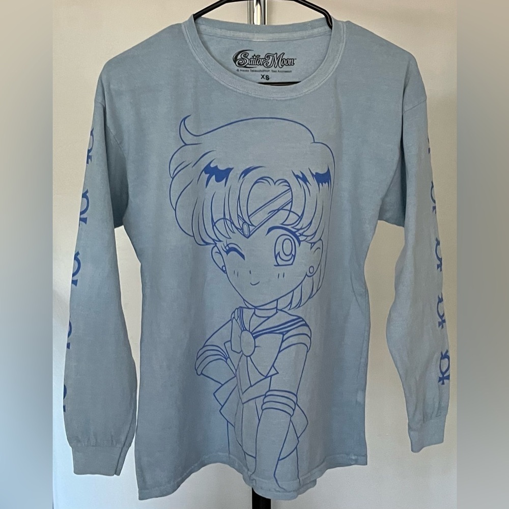 Sailor Moon Light Blue Long Sleeve Shirt Top Women’s XS